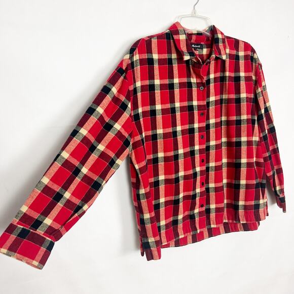 Madewell Women's Plaid Flannel Button Down Flannel Shirt Size M - Picture 5 of 13